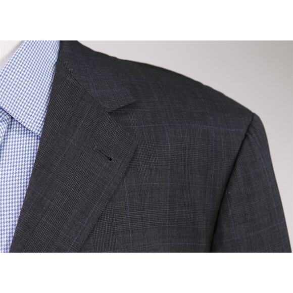 Custom Tailored Recent Bespoke Gray Plaid 2-Btn Wool Blazer Jacket 44L - Picture 4 of 9